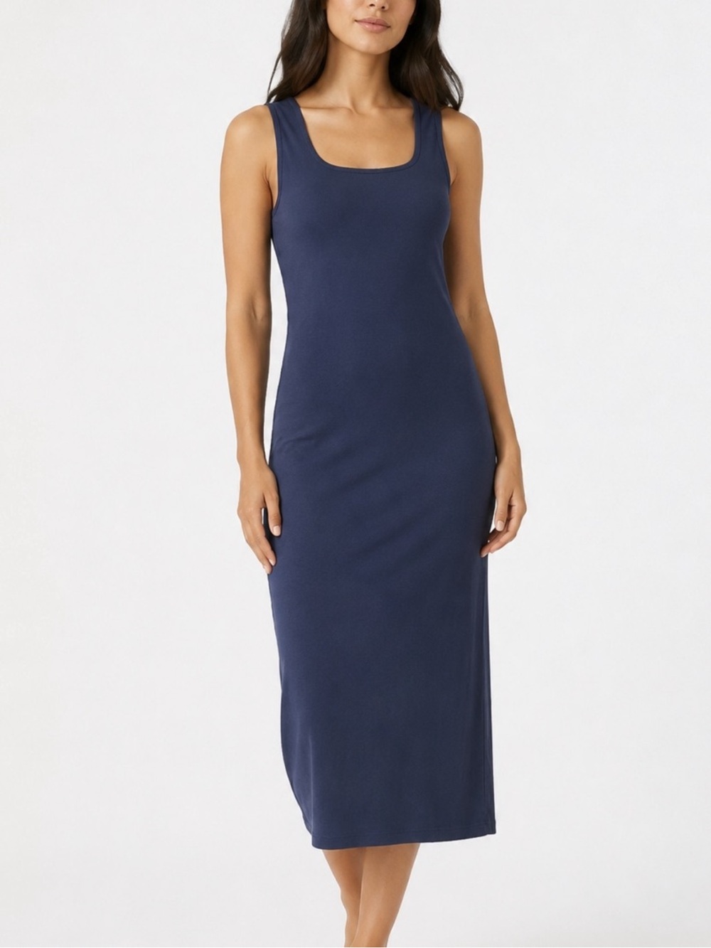 Vuori Pose Scoop Neck Ribbed Midi Dress